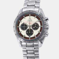 Omega Ivory Stainless Steel Speedmaster Schumacher 3853.32 Automatic Men's Wristwatch 42 mm