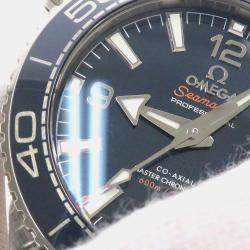 Omega Blue Stainless Steel Seamaster Planet Ocean Automatic Men's Wristwatch 39.5 mm