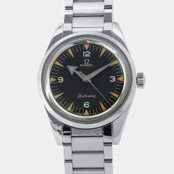 Omega Black Stainless Steel Seamaster 220.10.38.20.01.002 Automatic Men's Wristwatch 38 mm