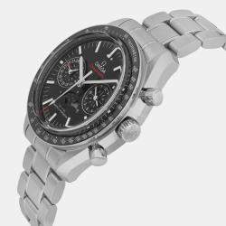 Omega Black Stainless Steel Speedmaster Moonphase 304.30.44.52.01.001 Automatic Men's Wristwatch 44 mm