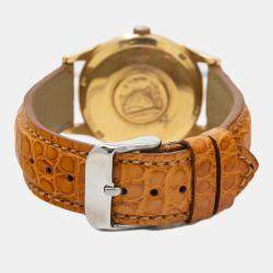Omega Constellation Pie Pan Automatic 18k Yellow Gold Silver Men's Wristwatch 34mm