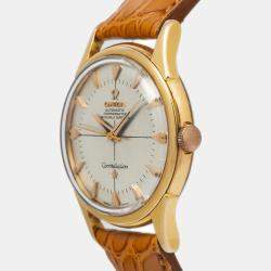 Omega Constellation Pie Pan Automatic 18k Yellow Gold Silver Men's Wristwatch 34mm