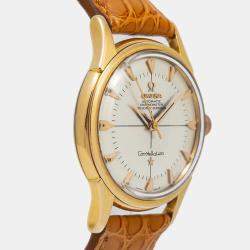 Omega Constellation Pie Pan Automatic 18k Yellow Gold Silver Men's Wristwatch 34mm