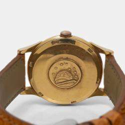 Omega Constellation Pie Pan Automatic 18k Yellow Gold Silver Men's Wristwatch 34mm