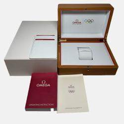 Pre Owned Omega Olympic Games 522.53.39.50.04.001 Manual Winding White 18k Rose Gold Men’s Wristwatch 39 mm