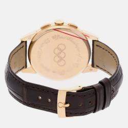 Pre Owned Omega Olympic Games 522.53.39.50.04.001 Manual Winding White 18k Rose Gold Men’s Wristwatch 39 mm