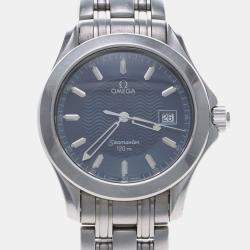 Pre Owned Omega Seamaster Quartz Blue Stainless Steel Men's Wristwatch 36 mm