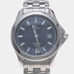 Pre Owned Omega Seamaster Quartz Blue Stainless Steel Men's Wristwatch 36 mm