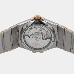 Pre Owned Omega Constellation 123.20.35.20.52.002 Automatic Silver diamonds 18k yellow gold stainless steel Men's Wristwatch 35 mm