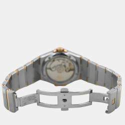 Pre Owned Omega Constellation 123.20.35.20.52.002 Automatic Silver diamonds 18k yellow gold stainless steel Men's Wristwatch 35 mm