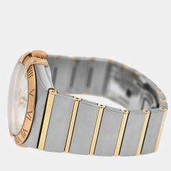 Pre Owned Omega Constellation 123.20.35.20.52.002 Automatic Silver diamonds 18k yellow gold stainless steel Men's Wristwatch 35 mm