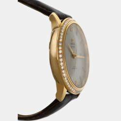 Pre Owned Omega De Ville 42458402052001 Automatic Cream diamonds 18k yellow gold Men's Wristwatch 39.5 mm