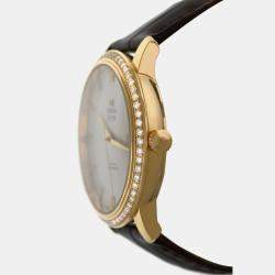 Pre Owned Omega De Ville 42458402052001 Automatic Cream diamonds 18k yellow gold Men's Wristwatch 39.5 mm