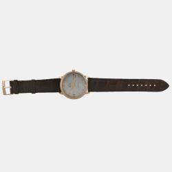 Pre Owned Omega De Ville 42458402052002 Automatic Cream diamonds 18k Rose gold Men's Wristwatch 39.5 mm
