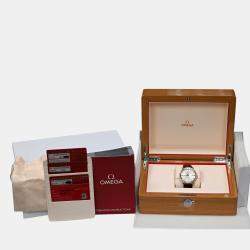 Pre Owned Omega De Ville 42458402052002 Automatic Cream diamonds 18k Rose gold Men's Wristwatch 39.5 mm