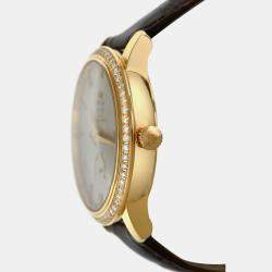 Pre Owned Omega De Ville 42458402052001 Automatic Cream diamonds 18k yellow gold Men's Wristwatch 39.5 mm