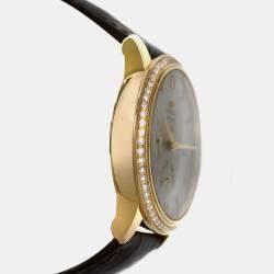 Pre Owned Omega De Ville 42458402052001 Automatic Cream diamonds 18k yellow gold Men's Wristwatch 39.5 mm