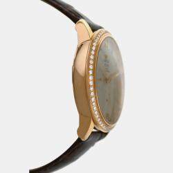 Pre Owned Omega De Ville 42458402052002 Automatic Cream diamonds 18k Rose gold Men's Wristwatch 39.5 mm