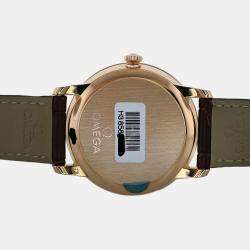 Pre Owned Omega De Ville 42458402052002 Automatic Cream diamonds 18k Rose gold Men's Wristwatch 39.5 mm