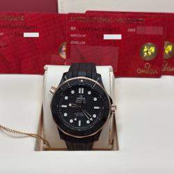 Pre Owned Omega Seamaster Diver 300M 210.62.44.20.01.001 Automatic Black Dial Ceramic 18K Rose Gold Men's Wristwatch 44 mm