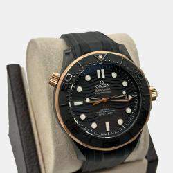 Pre Owned Omega Seamaster Diver 300M 210.62.44.20.01.001 Automatic Black Dial Ceramic 18K Rose Gold Men's Wristwatch 44 mm