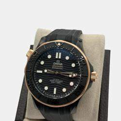 Pre Owned Omega Seamaster Diver 300M 210.62.44.20.01.001 Automatic Black Dial Ceramic 18K Rose Gold Men's Wristwatch 44 mm