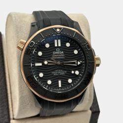 Pre Owned Omega Seamaster Diver 300M 210.62.44.20.01.001 Automatic Black Dial Ceramic 18K Rose Gold Men's Wristwatch 44 mm