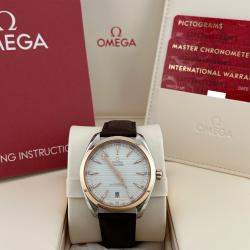 Pre Owned Omega Seamaster Aqua Terra 220.23.41.21.02.001 Automatic Silver Dial Stainless Steel 18k Rose Gold Men's Wristwatch 41 mm
