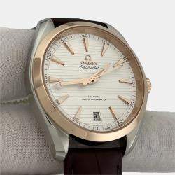 Pre Owned Omega Seamaster Aqua Terra 220.23.41.21.02.001 Automatic Silver Dial Stainless Steel 18k Rose Gold Men's Wristwatch 41 mm