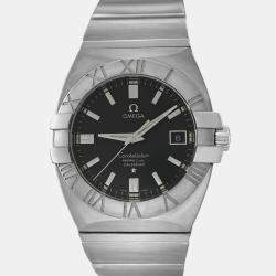 Pre Owned Omega Constellation Double Eagle 1513.51 Quartz Black Dial Stainless Steel Men's Wristwatch 38 mm