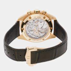 Pre Owned ساعة يد رجالية أوميغا سبيدماستر مون واتش بروفيشنال كرونوجراف 310.63.42.50.10.001 بلون أخضر بتعبئة يدوية ذهب وردي عيار 18 42 مم