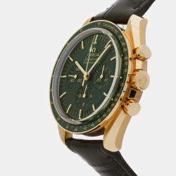 Pre Owned ساعة يد رجالية أوميغا سبيدماستر مون واتش بروفيشنال كرونوجراف 310.63.42.50.10.001 بلون أخضر بتعبئة يدوية ذهب وردي عيار 18 42 مم