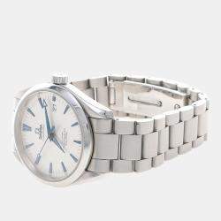 Pre Owned ساعة يد رجالية أوميغا سيماستر أكوا تيرا أوتوماتيكية بيضاء ستانلس ستيل 39 مم