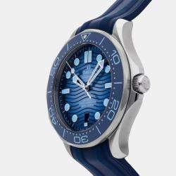 مملوكة مسبقًا Pre-Owned Omega Seamaster Diver 300M 210.32.42.20.03.002 Blue Automatic Stainless Steel Men's Wristwatch 42 MM