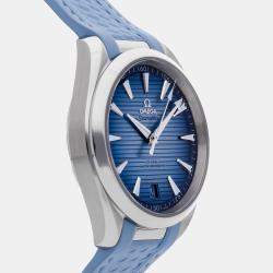 Pre Owned ساعة يد رجالية أوميغا سيماستر أكوا تيرا 150م 220.12.41.21.03.008 أوتوماتيك ستانلس ستيل زرقاء 41 مم مستعملة