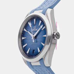 Pre Owned ساعة يد رجالية أوميغا سيماستر أكوا تيرا 150م 220.12.41.21.03.008 أوتوماتيك ستانلس ستيل زرقاء 41 مم مستعملة