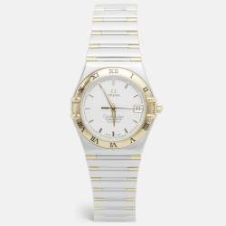Pre Owned Omega Constellation 1302.30.00 Silver White Dial 18k Yellow Gold Stainless Steel Men's Wristwatch 35.50 mm
