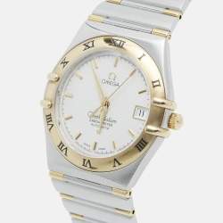 Pre Owned Omega Constellation 1302.30.00 Silver White Dial 18k Yellow Gold Stainless Steel Men's Wristwatch 35.50 mm