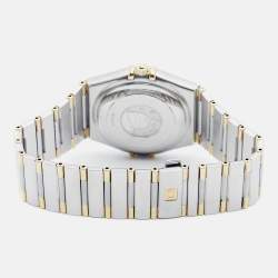 Pre Owned Omega Constellation 1302.30.00 Silver White Dial 18k Yellow Gold Stainless Steel Men's Wristwatch 35.50 mm