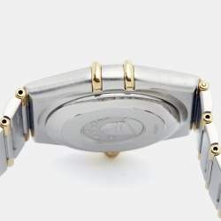 Pre Owned Omega Constellation 1302.30.00 Silver White Dial 18k Yellow Gold Stainless Steel Men's Wristwatch 35.50 mm