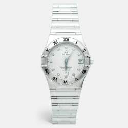 مملوكة مسبقًا Omega Constellation 1504.35.00 Silver Dial Stainless Steel Diamond Men's Wristwatch 35.50 mm