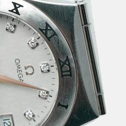 مملوكة مسبقًا Omega Constellation 1504.35.00 Silver Dial Stainless Steel Diamond Men's Wristwatch 35.50 mm