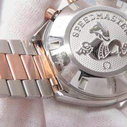 Pre Owned Omega Speedmaster Mark II 327.20.43.50.01.001 Black Automatic Steel 18K Rose Gold Men's Wristwatch 42 mm