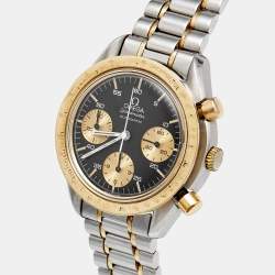Pre Owned Omega Vintage Speedmaster DA175.0033 Black Dial 18k Yellow Gold Stainless Steel Men's Wristwatch 39 mm