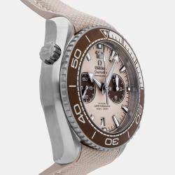 Pre Owned Omega Seamaster Planet Ocean 215.32.46.51.09.001 Beige Stainless Steel Automatic Men's Wristwatch 45mm