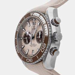 Pre Owned Omega Seamaster Planet Ocean 215.32.46.51.09.001 Beige Stainless Steel Automatic Men's Wristwatch 45mm