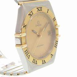 Pre Owned Omega Gold 18K Yellow Gold Stainless Steel Constellation Men's Wristwatch 32MM