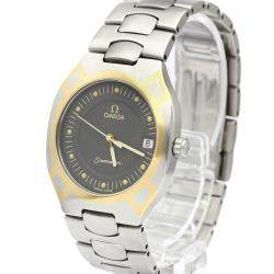 Pre Owned Omega Black 18K Yellow Gold And Stainless Steel Seamaster Polaris 396.1022 Men's Wristwatch 31 MM