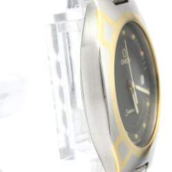 Pre Owned Omega Black 18K Yellow Gold And Stainless Steel Seamaster Polaris 396.1022 Men's Wristwatch 31 MM