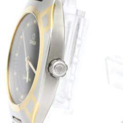 Pre Owned Omega Black 18K Yellow Gold And Stainless Steel Seamaster Polaris 396.1022 Men's Wristwatch 31 MM